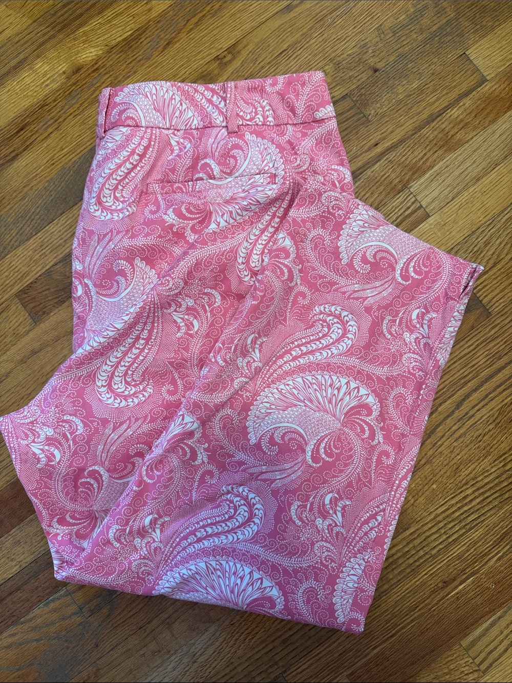 Talbots Pink and White Paisley The Perfect Crop Pants